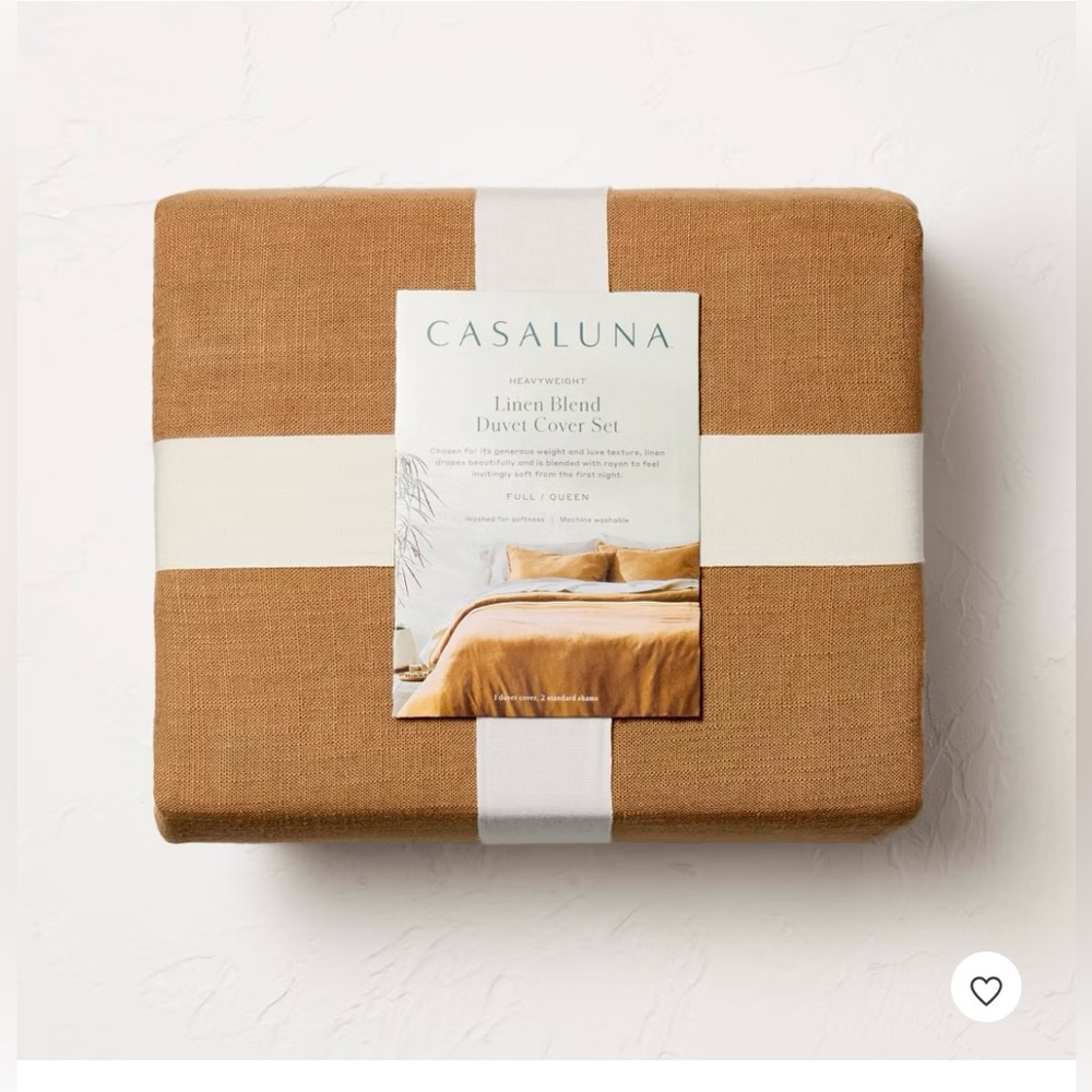 New Casaluna Queen duvet + 2 shams set, Warm Brown color, linen/ cotton org $129